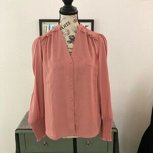 Nanette Lepore Sheer Pink Button-Up Blouse Size Small